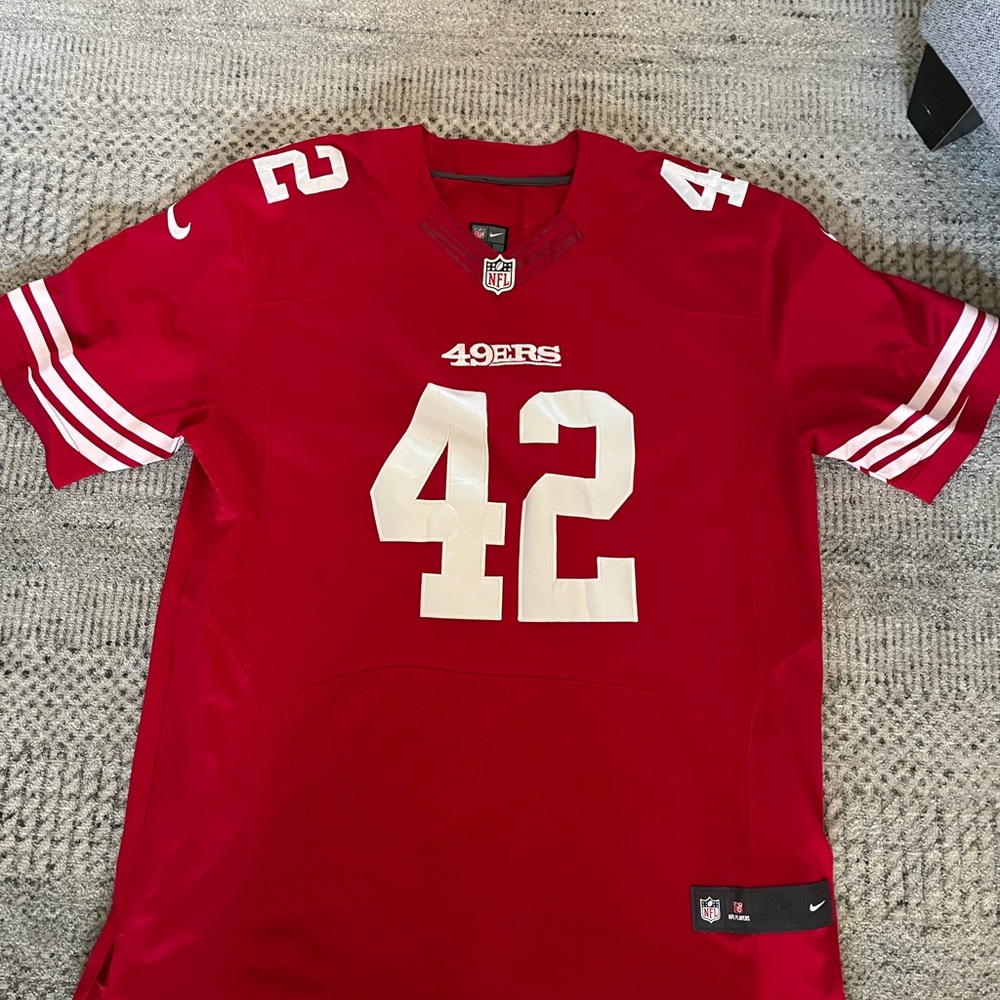 NFL SF 49ers Ronnie Lott Red and White Men's Jersey